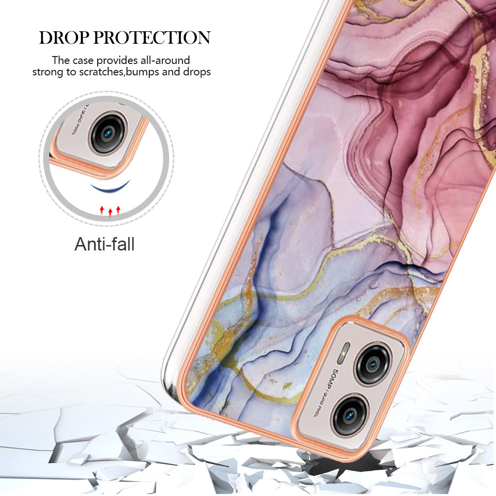 YB IMD Series-16 Style E Phone Case For Motorola Moto G53 5G / G23 4G / G13 4G IMD Marble Pattern 2.0mm TPU Cover