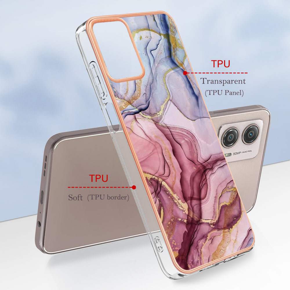 YB IMD Series-16 Style E Phone Case For Motorola Moto G53 5G / G23 4G / G13 4G IMD Marble Pattern 2.0mm TPU Cover
