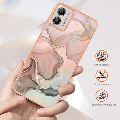 YB IMD Series-16 Style E Phone Case For Motorola Moto G53 5G / G23 4G / G13 4G IMD Marble Pattern 2.0mm TPU Cover