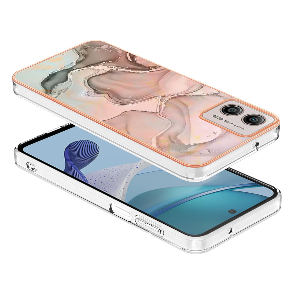 YB IMD Series-16 Style E Phone Case For Motorola Moto G53 5G / G23 4G / G13 4G IMD Marble Pattern 2.0mm TPU Cover