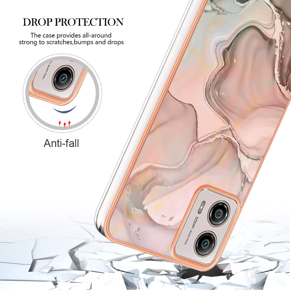 YB IMD Series-16 Style E Phone Case For Motorola Moto G53 5G / G23 4G / G13 4G IMD Marble Pattern 2.0mm TPU Cover