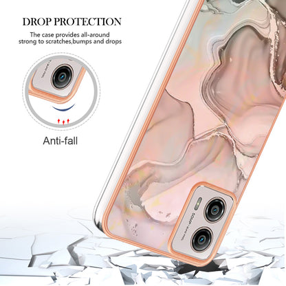 YB IMD Series-16 Style E Phone Case For Motorola Moto G53 5G / G23 4G / G13 4G IMD Marble Pattern 2.0mm TPU Cover