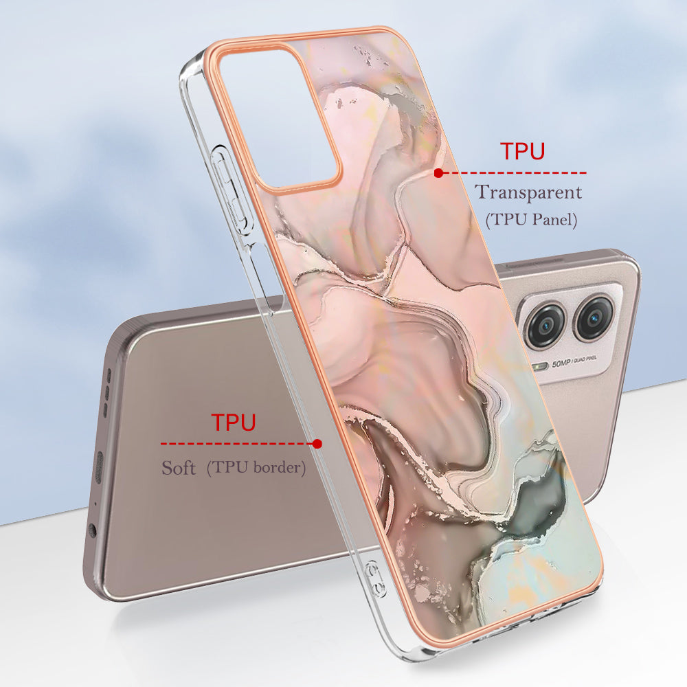 YB IMD Series-16 Style E Phone Case For Motorola Moto G53 5G / G23 4G / G13 4G IMD Marble Pattern 2.0mm TPU Cover