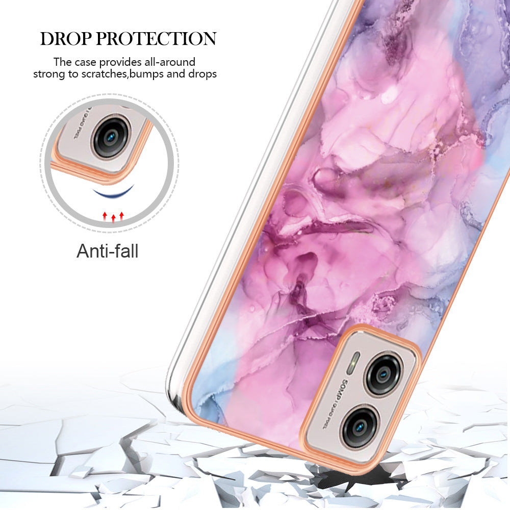 YB IMD Series-16 Style E Phone Case For Motorola Moto G53 5G / G23 4G / G13 4G IMD Marble Pattern 2.0mm TPU Cover