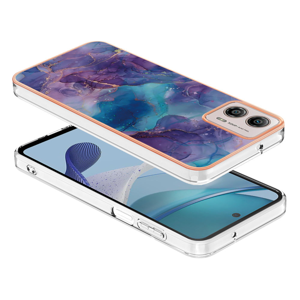 YB IMD Series-16 Style E Phone Case For Motorola Moto G53 5G / G23 4G / G13 4G IMD Marble Pattern 2.0mm TPU Cover
