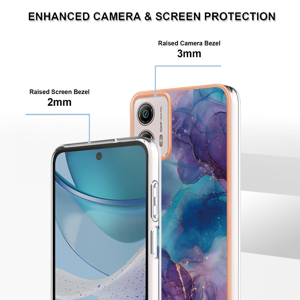 YB IMD Series-16 Style E Phone Case For Motorola Moto G53 5G / G23 4G / G13 4G IMD Marble Pattern 2.0mm TPU Cover