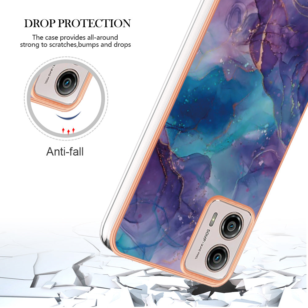 YB IMD Series-16 Style E Phone Case For Motorola Moto G53 5G / G23 4G / G13 4G IMD Marble Pattern 2.0mm TPU Cover