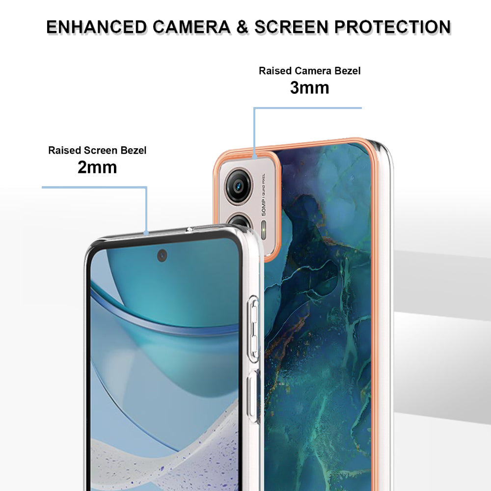 YB IMD Series-16 Style E Phone Case For Motorola Moto G53 5G / G23 4G / G13 4G IMD Marble Pattern 2.0mm TPU Cover