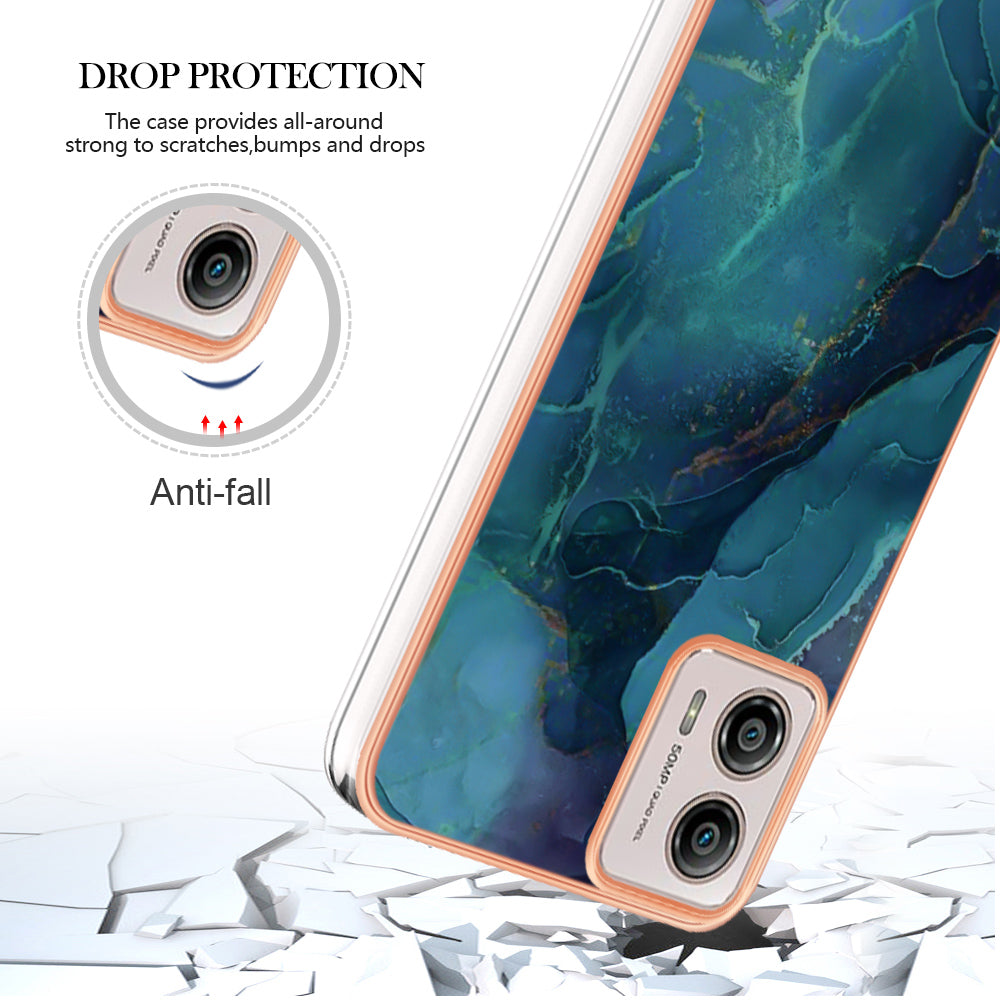 YB IMD Series-16 Style E Phone Case For Motorola Moto G53 5G / G23 4G / G13 4G IMD Marble Pattern 2.0mm TPU Cover