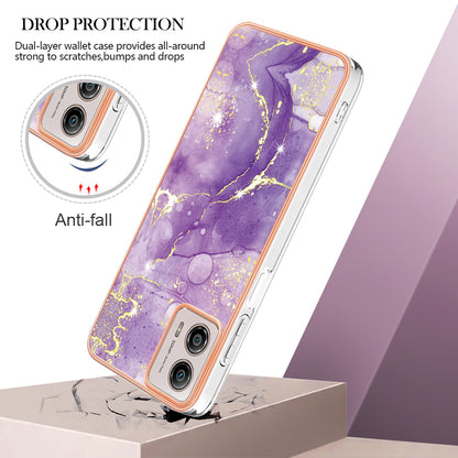 YB IMD Series-2 TPU Phone Case for Motorola Moto G53 5G / G23 4G / G13 4G Marble Pattern IMD Electroplating Phone Cover