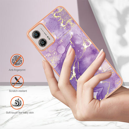 YB IMD Series-2 TPU Phone Case for Motorola Moto G53 5G / G23 4G / G13 4G Marble Pattern IMD Electroplating Phone Cover