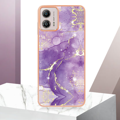 YB IMD Series-2 TPU Phone Case for Motorola Moto G53 5G / G23 4G / G13 4G Marble Pattern IMD Electroplating Phone Cover