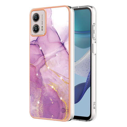 YB IMD Series-2 TPU Phone Case for Motorola Moto G53 5G / G23 4G / G13 4G Marble Pattern IMD Electroplating Phone Cover