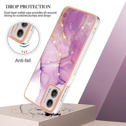 YB IMD Series-2 TPU Phone Case for Motorola Moto G53 5G / G23 4G / G13 4G Marble Pattern IMD Electroplating Phone Cover