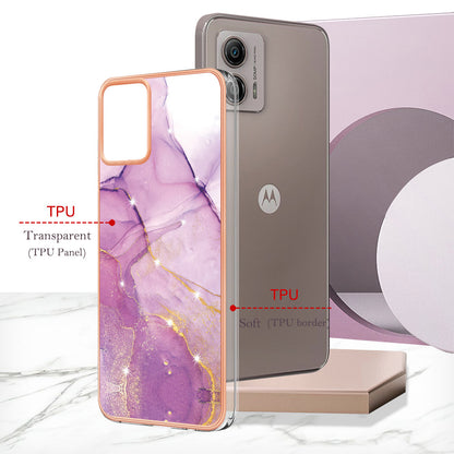 YB IMD Series-2 TPU Phone Case for Motorola Moto G53 5G / G23 4G / G13 4G Marble Pattern IMD Electroplating Phone Cover