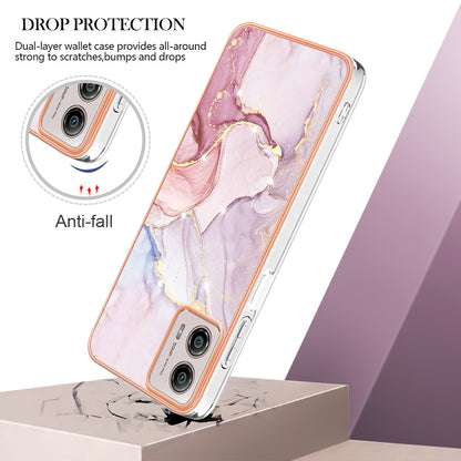 YB IMD Series-2 TPU Phone Case for Motorola Moto G53 5G / G23 4G / G13 4G Marble Pattern IMD Electroplating Phone Cover
