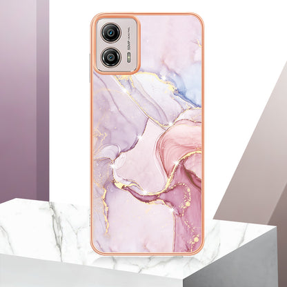 YB IMD Series-2 TPU Phone Case for Motorola Moto G53 5G / G23 4G / G13 4G Marble Pattern IMD Electroplating Phone Cover