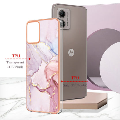 YB IMD Series-2 TPU Phone Case for Motorola Moto G53 5G / G23 4G / G13 4G Marble Pattern IMD Electroplating Phone Cover