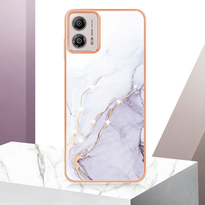 YB IMD Series-2 TPU Phone Case for Motorola Moto G53 5G / G23 4G / G13 4G Marble Pattern IMD Electroplating Phone Cover