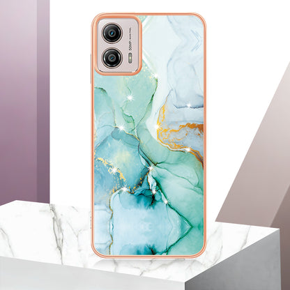 YB IMD Series-2 TPU Phone Case for Motorola Moto G53 5G / G23 4G / G13 4G Marble Pattern IMD Electroplating Phone Cover