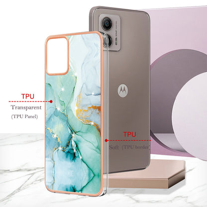 YB IMD Series-2 TPU Phone Case for Motorola Moto G53 5G / G23 4G / G13 4G Marble Pattern IMD Electroplating Phone Cover