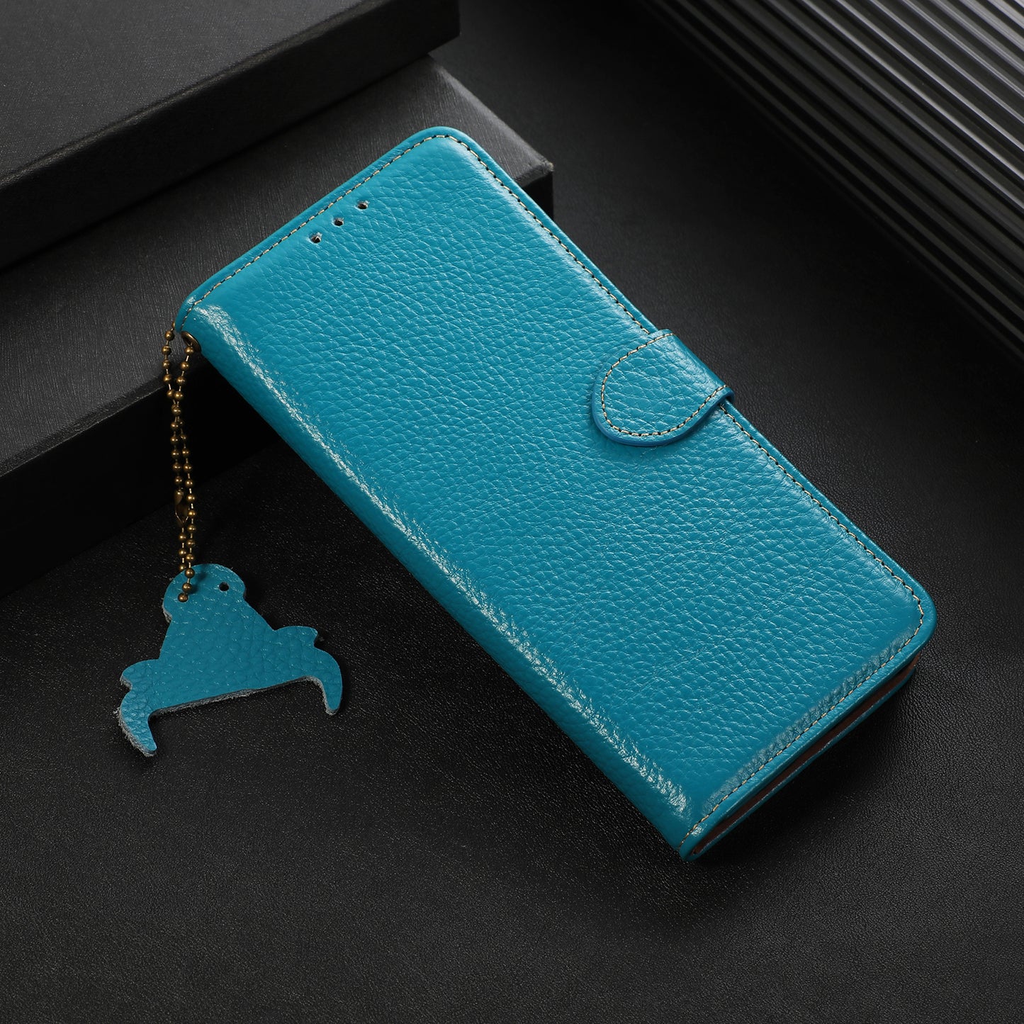 Litchi Texture Cover for Oppo Find X6 , RFID Blocking Phone Wallet Case Genuine Cow Leather Stand Shell