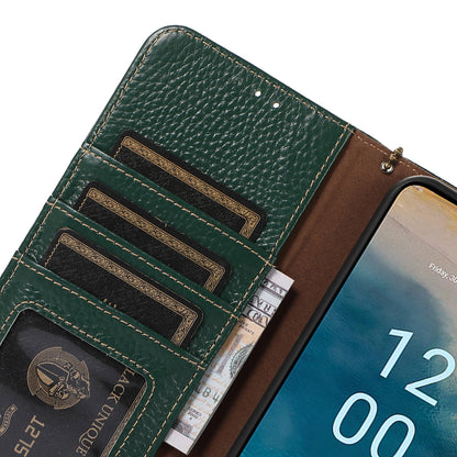 Litchi Texture Cover for Oppo Find X6 , RFID Blocking Phone Wallet Case Genuine Cow Leather Stand Shell