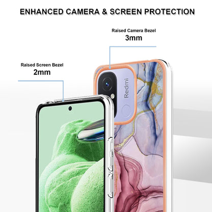 For Xiaomi Redmi 12C 4G / 11A 4G YB IMD Series-16 Style E Phone Case 2.0mm Electroplating IMD Marble Pattern TPU Cover