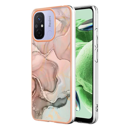 For Xiaomi Redmi 12C 4G / 11A 4G YB IMD Series-16 Style E Phone Case 2.0mm Electroplating IMD Marble Pattern TPU Cover