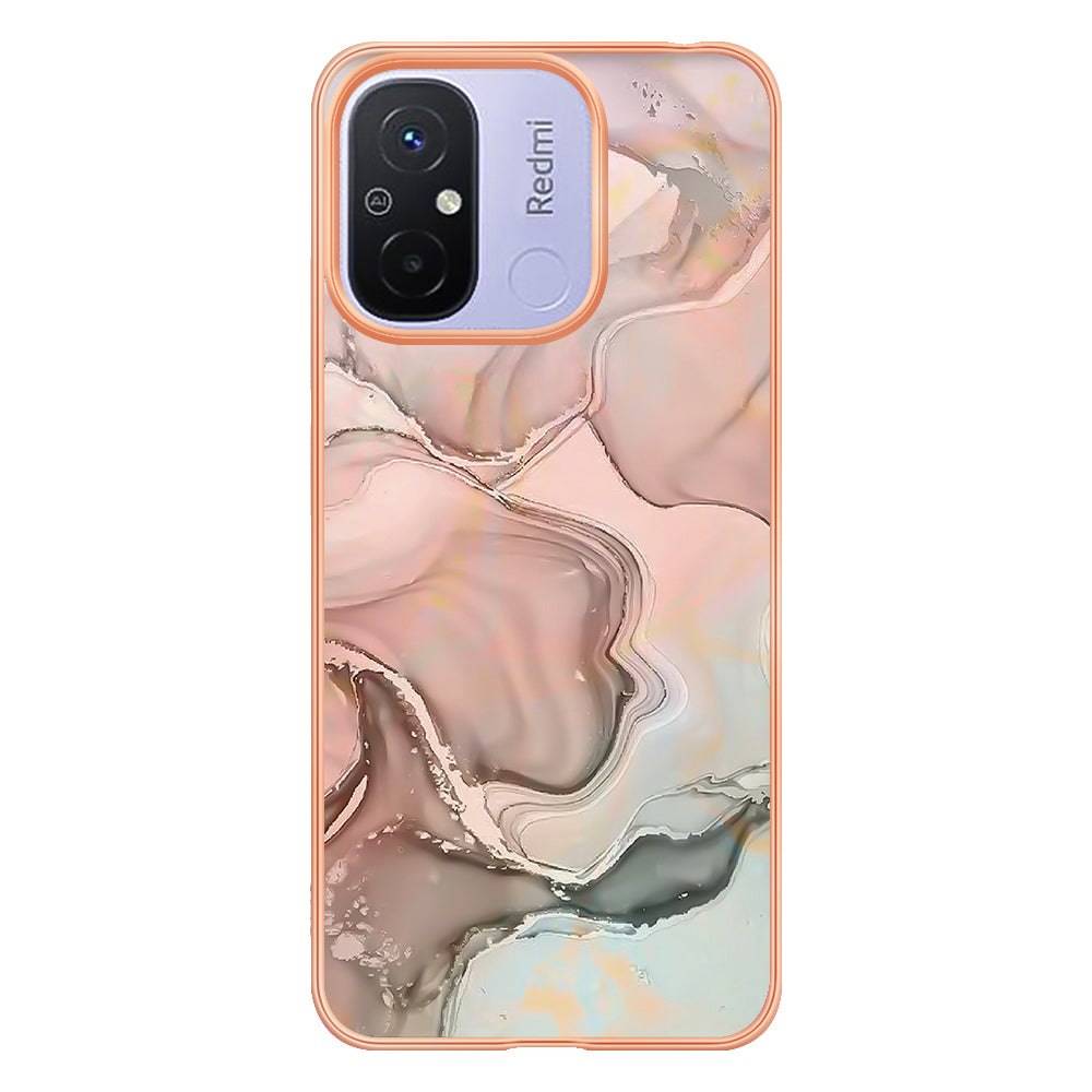 For Xiaomi Redmi 12C 4G / 11A 4G YB IMD Series-16 Style E Phone Case 2.0mm Electroplating IMD Marble Pattern TPU Cover