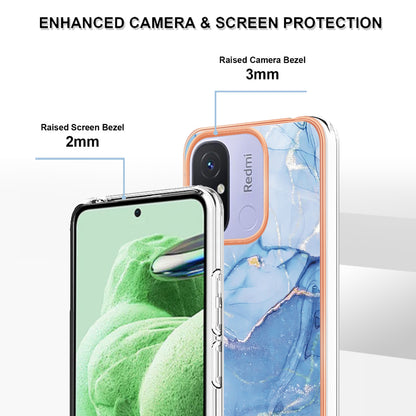 For Xiaomi Redmi 12C 4G / 11A 4G YB IMD Series-16 Style E Phone Case 2.0mm Electroplating IMD Marble Pattern TPU Cover