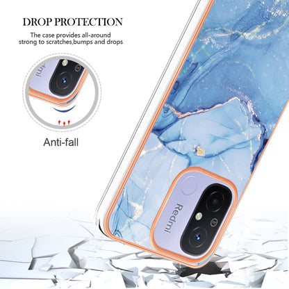 For Xiaomi Redmi 12C 4G / 11A 4G YB IMD Series-16 Style E Phone Case 2.0mm Electroplating IMD Marble Pattern TPU Cover