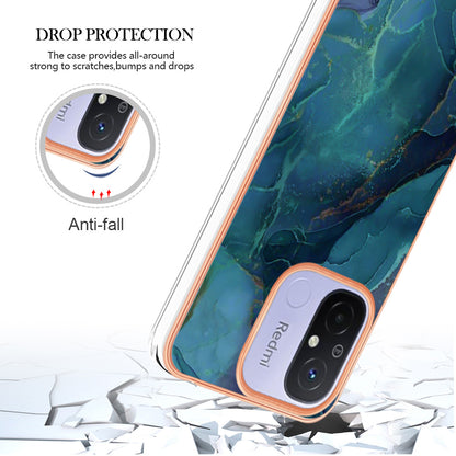 For Xiaomi Redmi 12C 4G / 11A 4G YB IMD Series-16 Style E Phone Case 2.0mm Electroplating IMD Marble Pattern TPU Cover