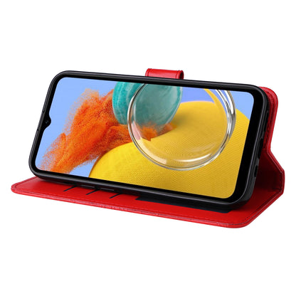 For Samsung Galaxy M14 5G Sunflower Imprinted Phone Wallet Case PU Leather Stand Cover with Strap