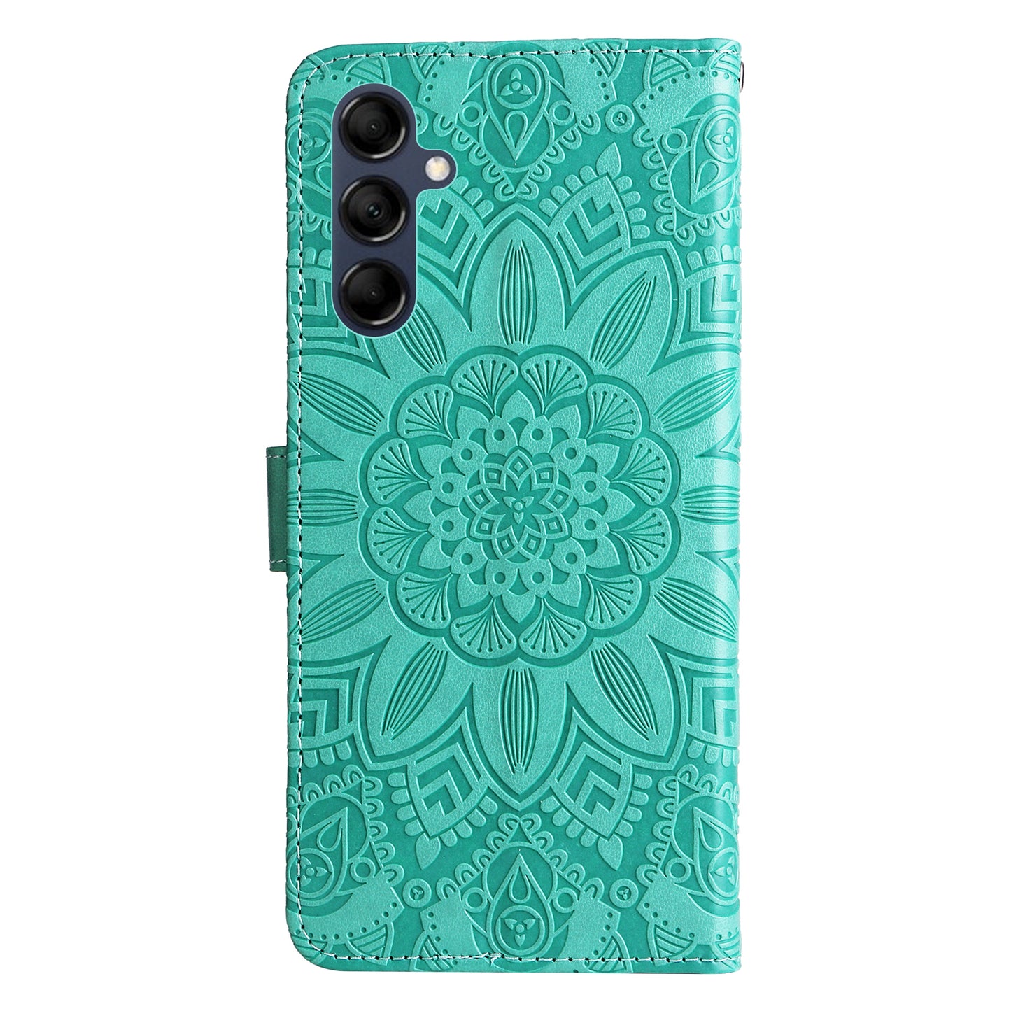 For Samsung Galaxy M14 5G Sunflower Imprinted Phone Wallet Case PU Leather Stand Cover with Strap