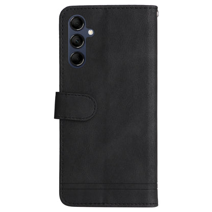 PU Leather Case for Samsung Galaxy M14 5G Skin-touch Imprinted Lines Wallet Stand Phone Cover