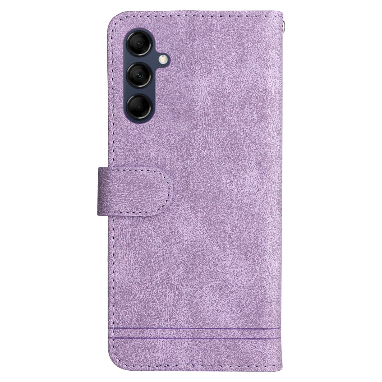 PU Leather Case for Samsung Galaxy M14 5G Skin-touch Imprinted Lines Wallet Stand Phone Cover