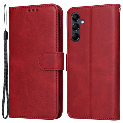 For Samsung Galaxy M14 5G Anti-Dust Phone Shell Calf Texture Stand Phone Case Leather Phone Cover with Strap