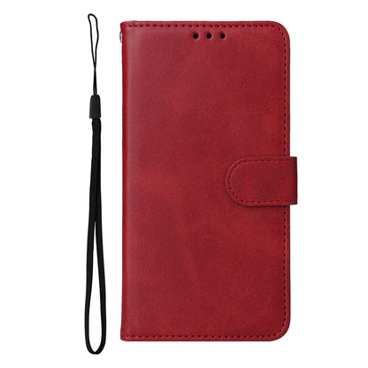 For Samsung Galaxy M14 5G Anti-Dust Phone Shell Calf Texture Stand Phone Case Leather Phone Cover with Strap