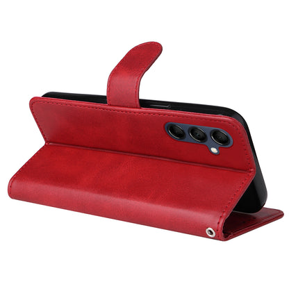 For Samsung Galaxy M14 5G Anti-Dust Phone Shell Calf Texture Stand Phone Case Leather Phone Cover with Strap