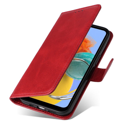 For Samsung Galaxy M14 5G Anti-Dust Phone Shell Calf Texture Stand Phone Case Leather Phone Cover with Strap