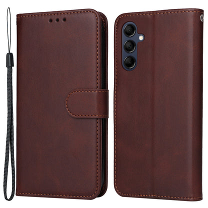 For Samsung Galaxy M14 5G Anti-Dust Phone Shell Calf Texture Stand Phone Case Leather Phone Cover with Strap