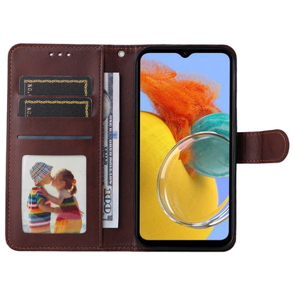 For Samsung Galaxy M14 5G Anti-Dust Phone Shell Calf Texture Stand Phone Case Leather Phone Cover with Strap