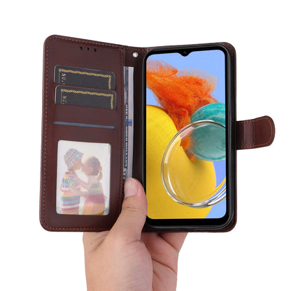For Samsung Galaxy M14 5G Anti-Dust Phone Shell Calf Texture Stand Phone Case Leather Phone Cover with Strap