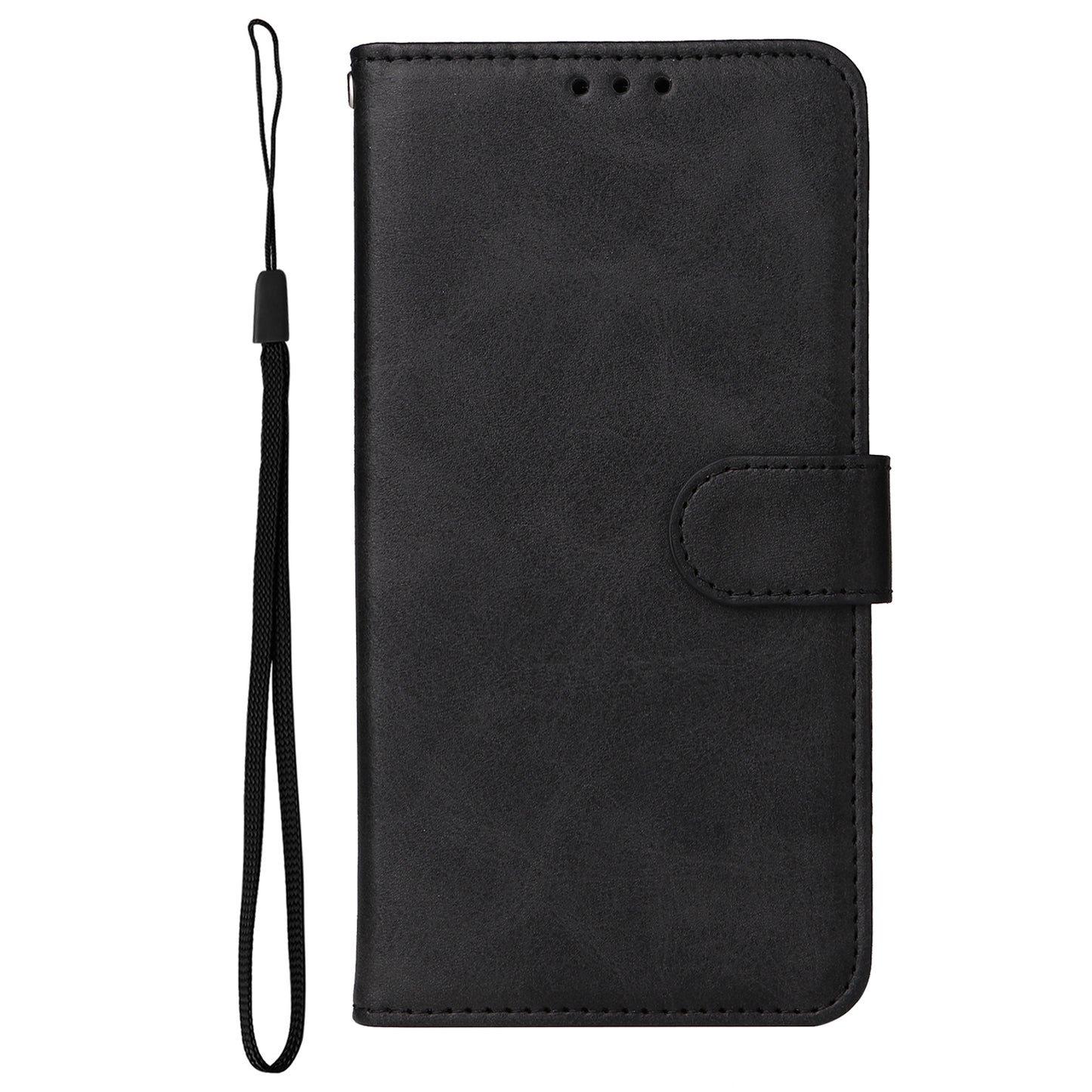 For Samsung Galaxy M14 5G Anti-Dust Phone Shell Calf Texture Stand Phone Case Leather Phone Cover with Strap