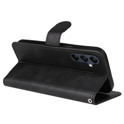 For Samsung Galaxy M14 5G Anti-Dust Phone Shell Calf Texture Stand Phone Case Leather Phone Cover with Strap