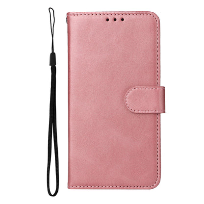 For Samsung Galaxy M14 5G Anti-Dust Phone Shell Calf Texture Stand Phone Case Leather Phone Cover with Strap