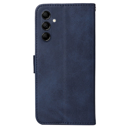 For Samsung Galaxy M14 5G Anti-Dust Phone Shell Calf Texture Stand Phone Case Leather Phone Cover with Strap