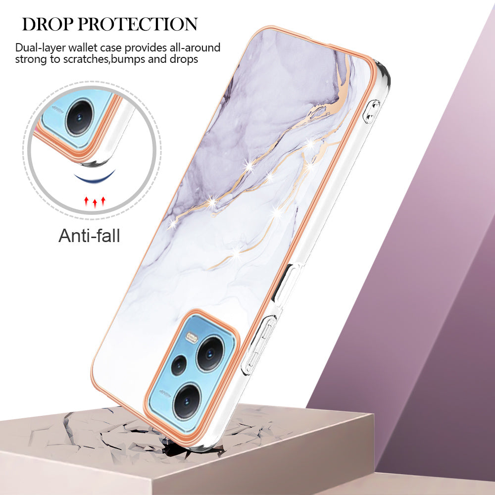 For Xiaomi Poco X5 5G / Redmi Note 12 5G (Global) / (China) / (India) YB IMD Series-2 Marble Pattern IMD TPU Case Cover