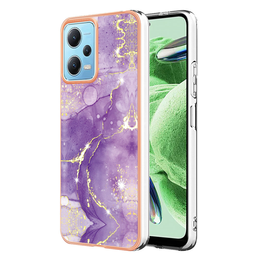 For Xiaomi Poco X5 5G / Redmi Note 12 5G (Global) / (China) / (India) YB IMD Series-2 Marble Pattern IMD TPU Case Cover